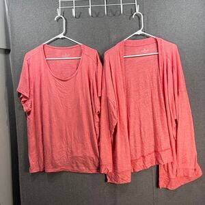 Cuddl Duds Seriously Soft 2-Piece Tee & Wrap Set Coral Size 3X